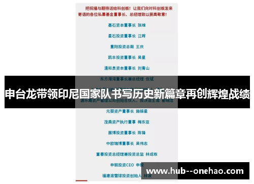 申台龙带领印尼国家队书写历史新篇章再创辉煌战绩 申台龙带领印尼国家队书写历史新篇章再创辉煌战绩